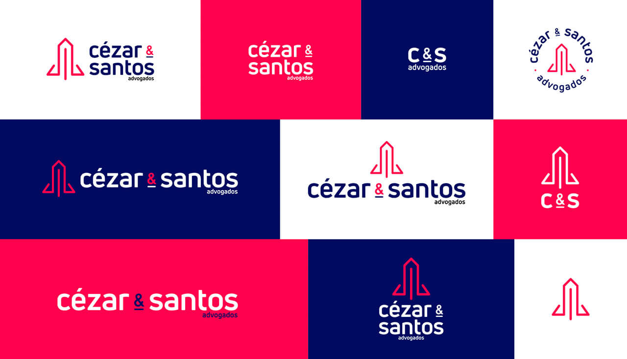 Versões da marca identidade visual Cezar e Santos Advogados
