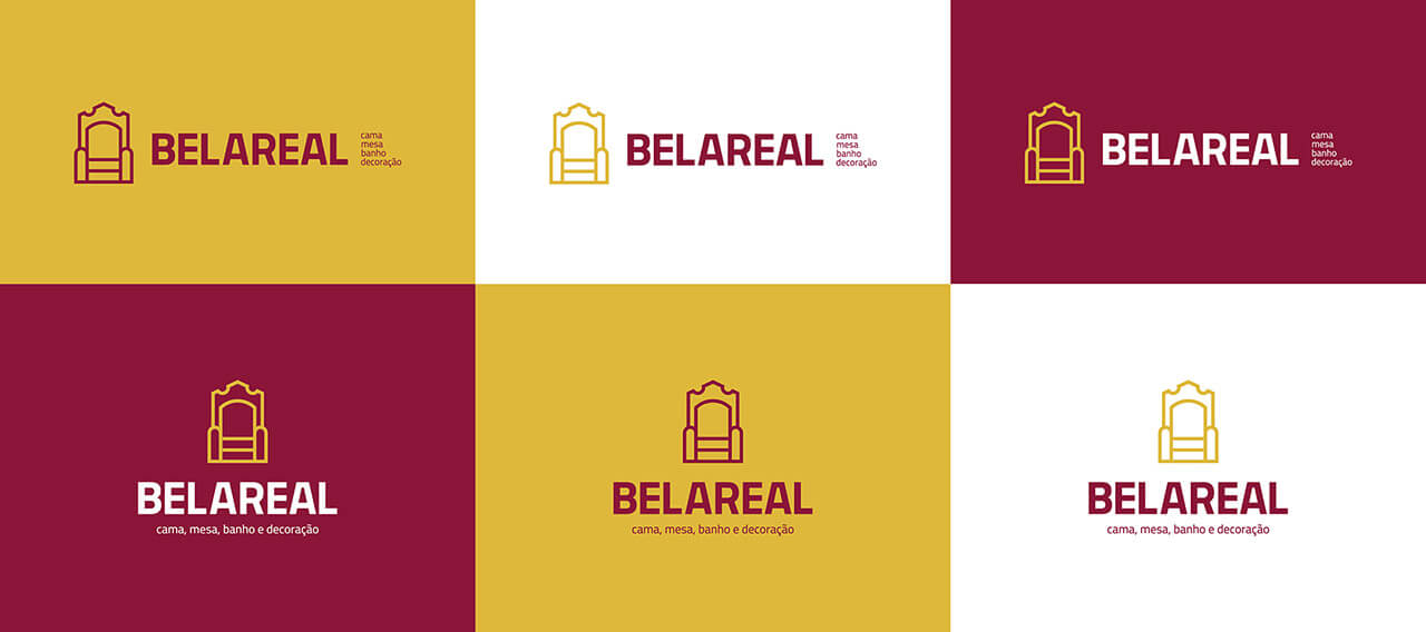 Versões da marca identidade visual Belareal